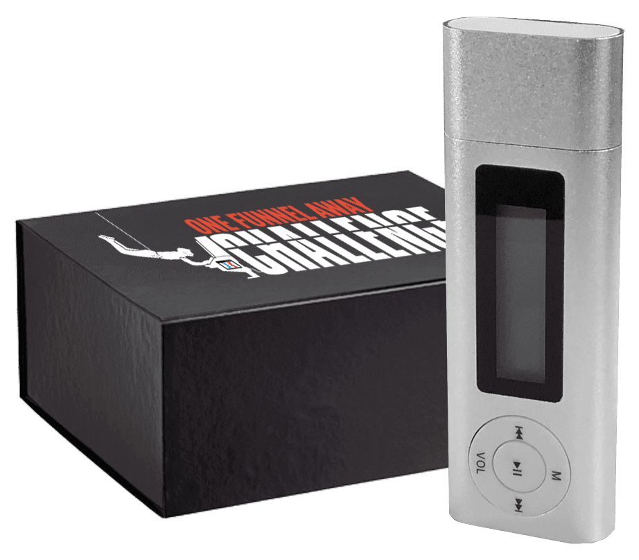 MP3 Player containing live recordings of one funnel away challenge