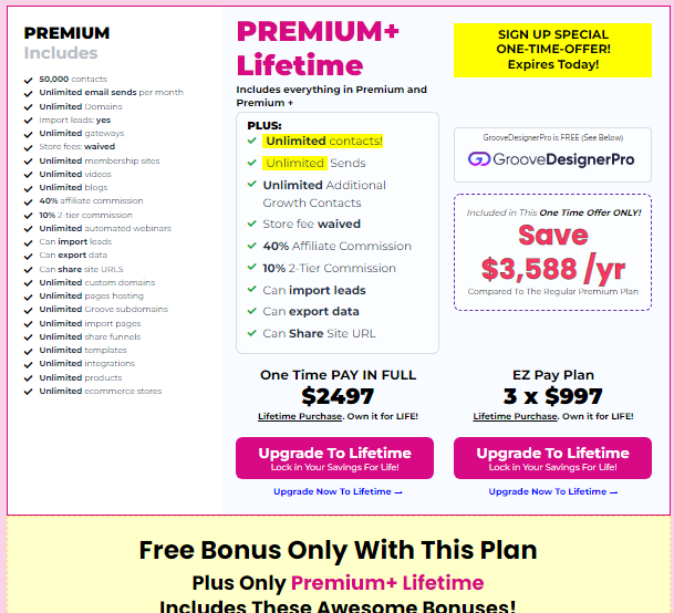 Groovepages premium plan